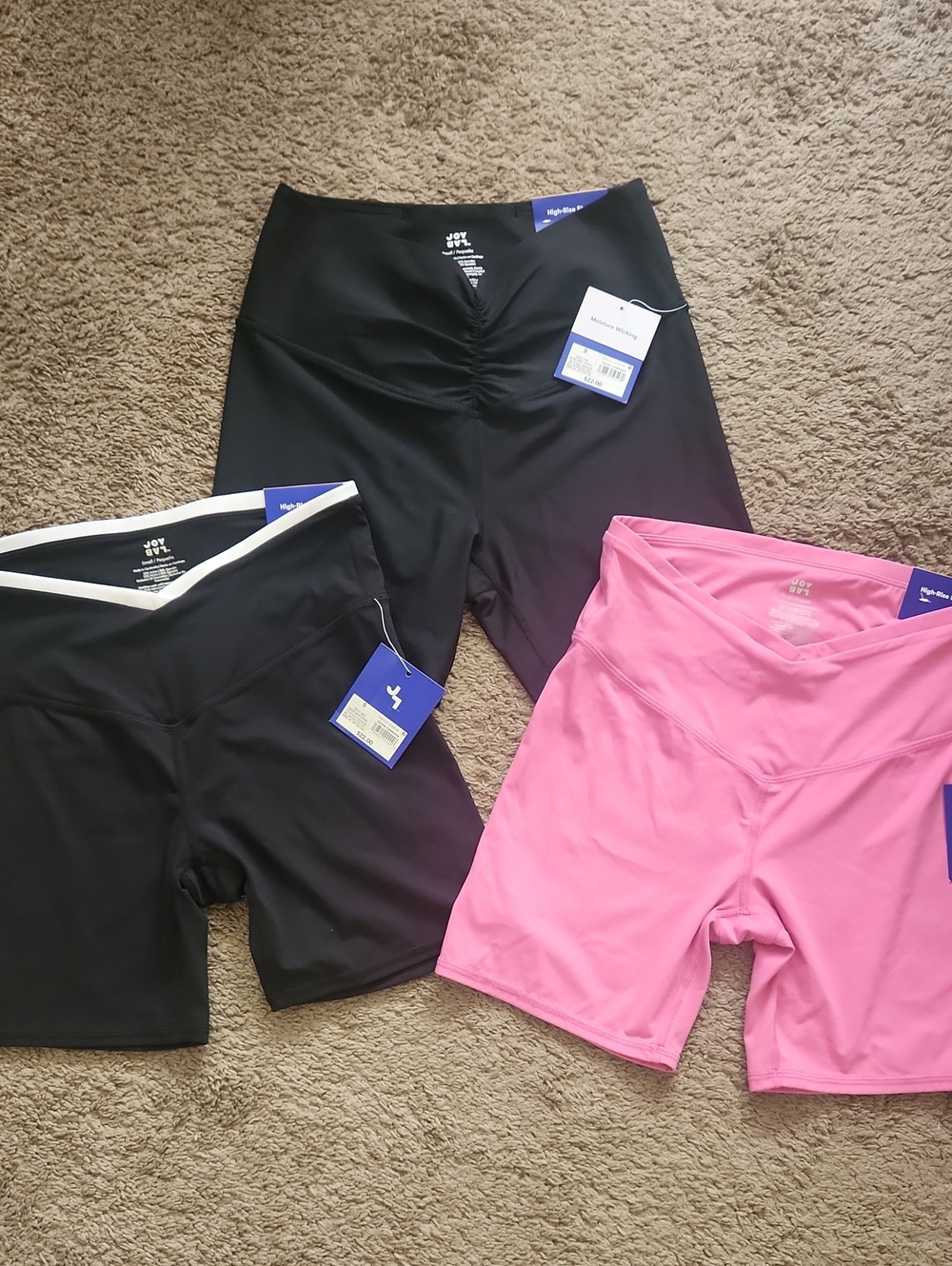 JoyLab High-Rise Bike Shorts Lot Of 3 in Pink and Black NEW NWT Small